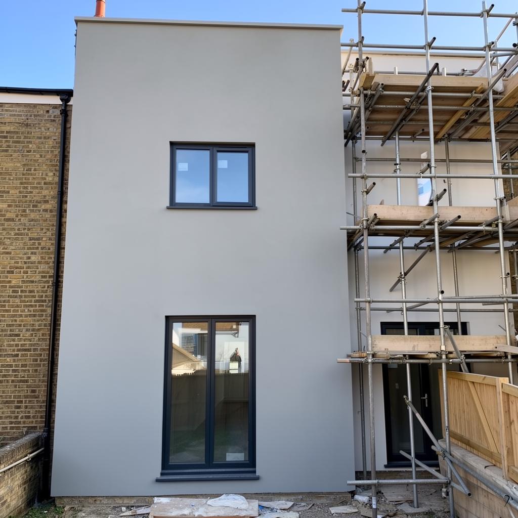 Modern London property with a freshly rendered facade